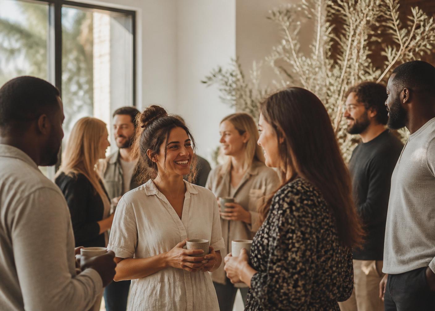 Christians gathered in conversation at a welcoming community gathering